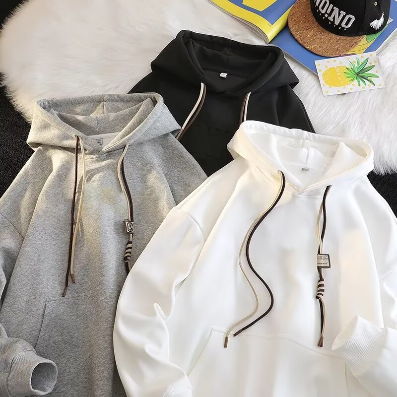 Men's Heavyweight Sand Washed Hooded Sweatshirt Retro Loose Top_voghion.com