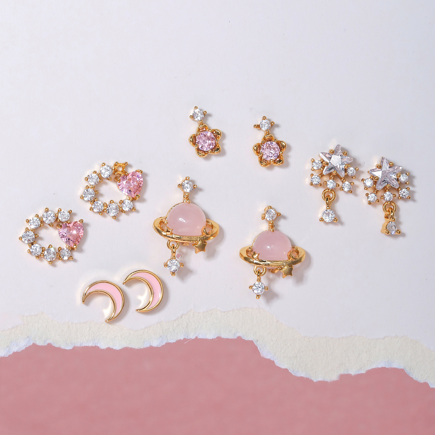 Fashion Heart Shape Brass Gem Ear Studs display picture 3