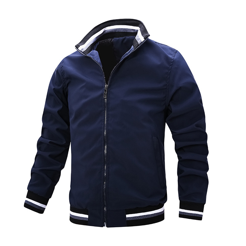 New casual spring and autumn sports solid color jacket men's_voghion.com