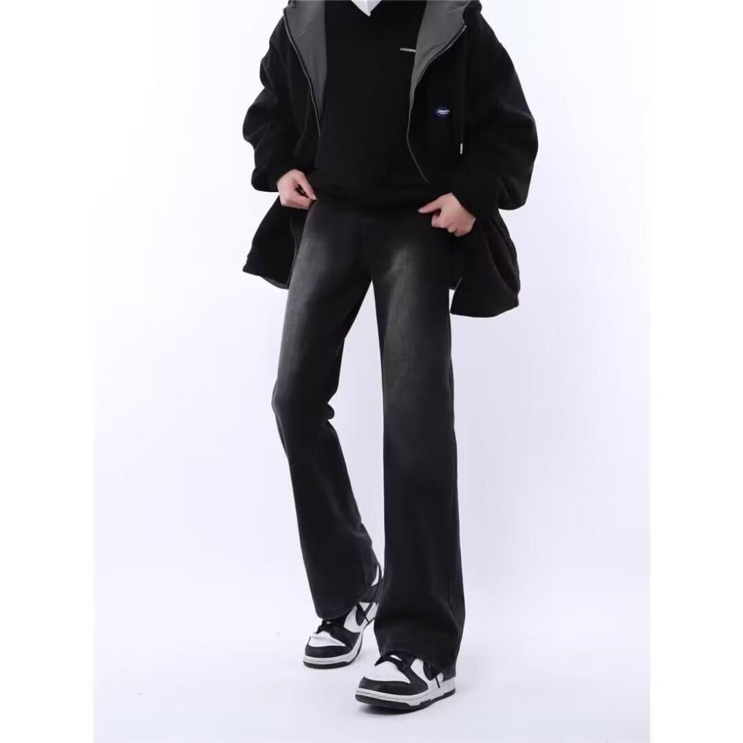 Vaqueros de primavera y otoño americanos 2024 para hombres lavados y desgastados Vaqueros rectos sueltos de la calle de moda retro