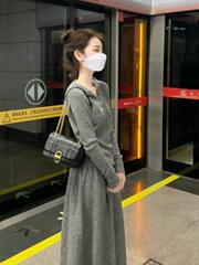 气质韩版感套装裙两件套2025新款打底衫女秋冬季洋气灰色内搭百搭