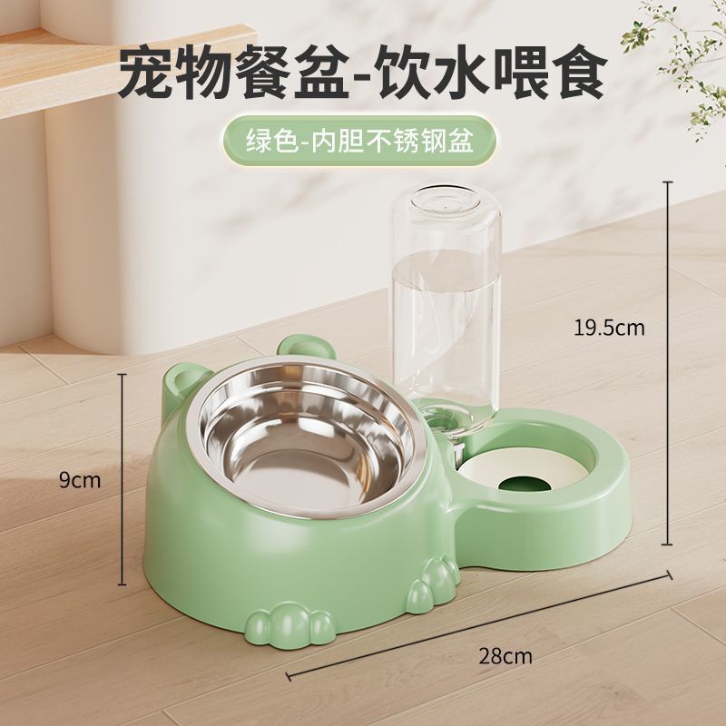 宠物用品宠物碗双碗不锈钢自动饮水大容量宠物猫粮狗粮盆狗猫盆|undefined