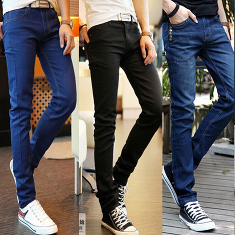 Cheap wholesale goods autumn jeans Korean style calf men's personalized leggings boys trendy long pants trendy
