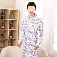 棉质睡袍男春秋夏季长袖性感浴袍男士中长款加大码睡衣家居服