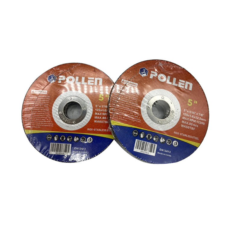外贸出口POLLEN125*1.6不锈钢切割片角磨机砂轮片5寸薄双网切片