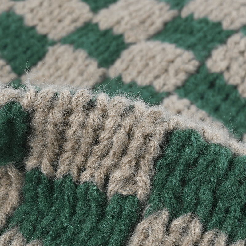 Pălărie unisex din lână în carouri, toate asortate, circumferință mare a capului, față mică, la modă, pălărie rece, căciulă tricotată caldă_voghion.com