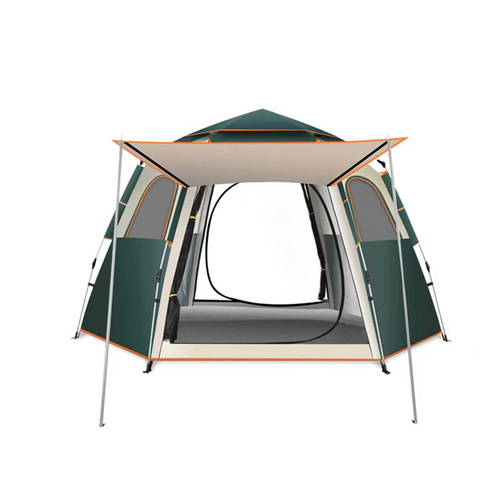 Outdoor foldable full-automatic heavy-duty rainproof hexagonal tent camping equipment for outdoor camping