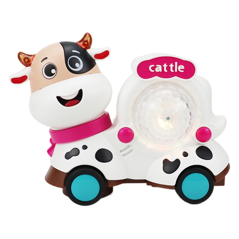 Tiktok caminando dibujos animados ganado y ovejas música ligera fresca Universal Internet celebridad coche de juguete eléctrico para niños mercado nocturno transfronterizo