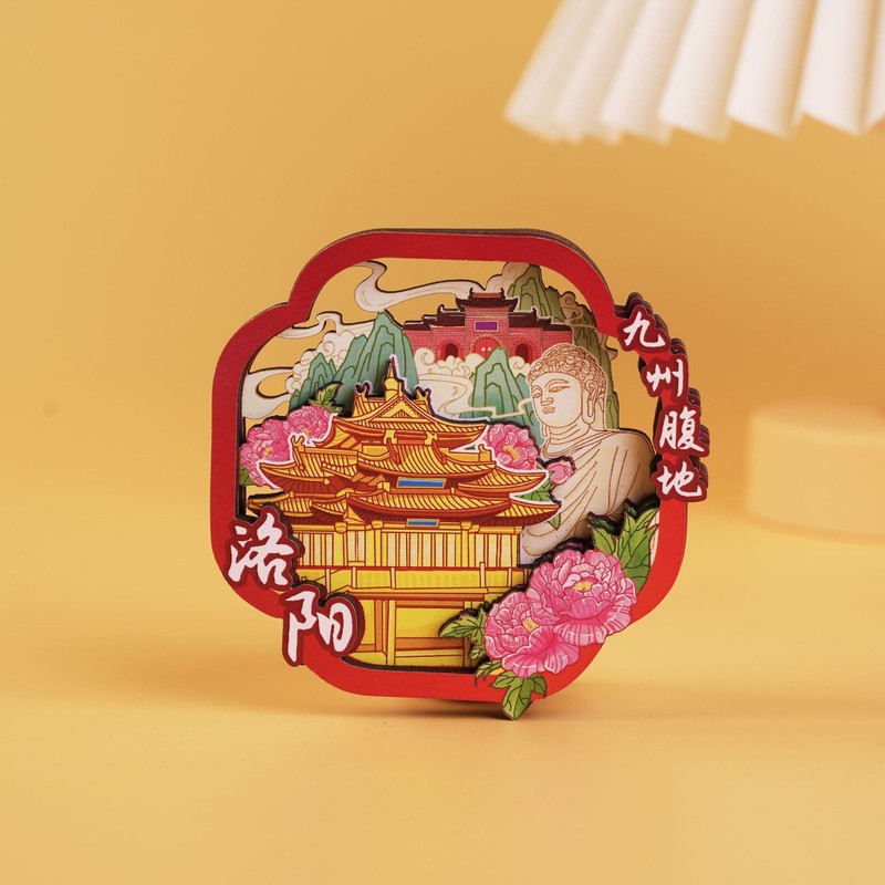 中国都市人気観光名所木製冷蔵庫マグネットカスタマイズされた文化的で創造的な北京パンダ diy マグネット強力な吸引|undefined