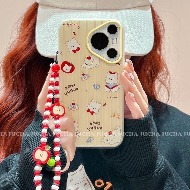 かわいい子犬に適した Huawei pura80 携帯電話ケース ハンギングチェーン付きニッチ HUAWEIpura70pro 新しい p60|undefined