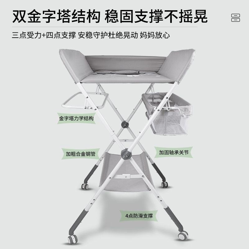 Baby Changing Table with Removable Universal Wheels, Portable Baby Multifunctional Foldable Nursing Table, Free Shipping
