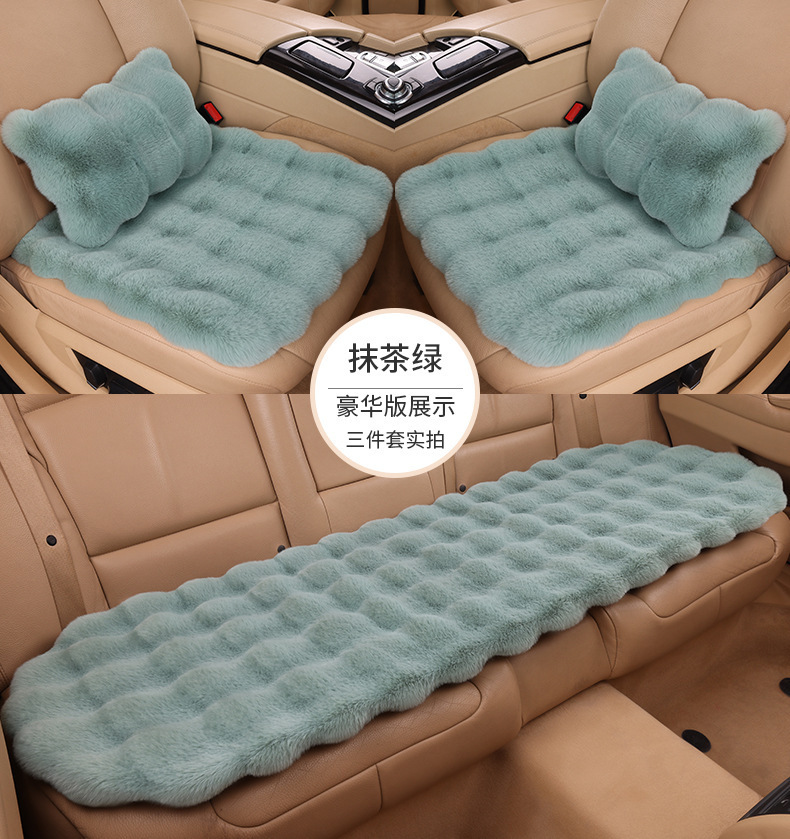 Winter Trendy Cushion New Rabbit Plush Fabric Light Luxury Thickened Velvet Bubble Velvet Pillow Sofa Cushion Set of Three