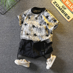 男童夏裝短袖套裝2024新款男孩中大兒童洋氣時髦夏季潮酷帥氣衣服