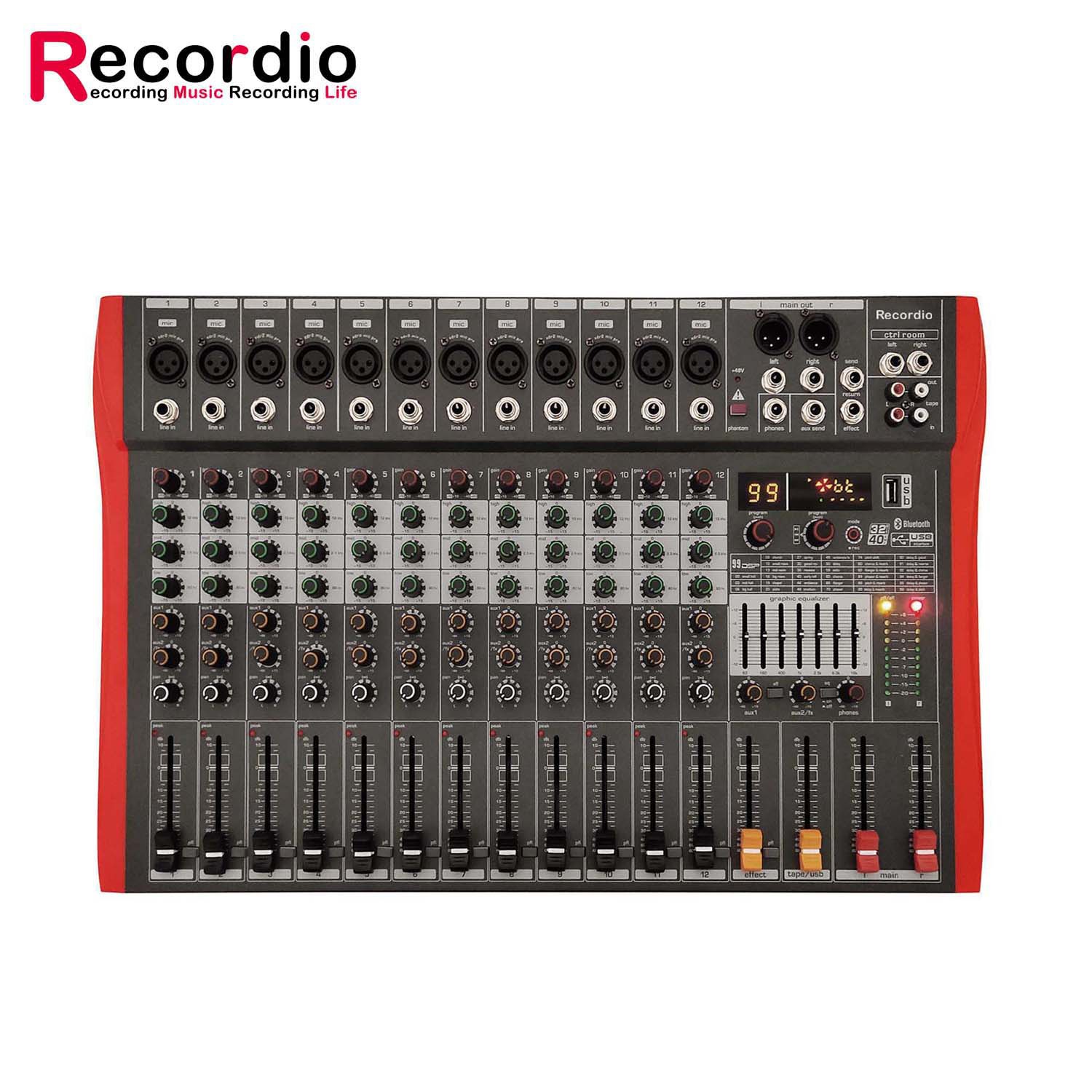 GAX-CY12 工厂批发专业12通道调音台带99DSP蓝牙均衡器调音台直供