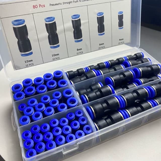 80PCS直通塑料盒套装60PCS 4/6/8/10/12PU气动接头套盒气缸跨境