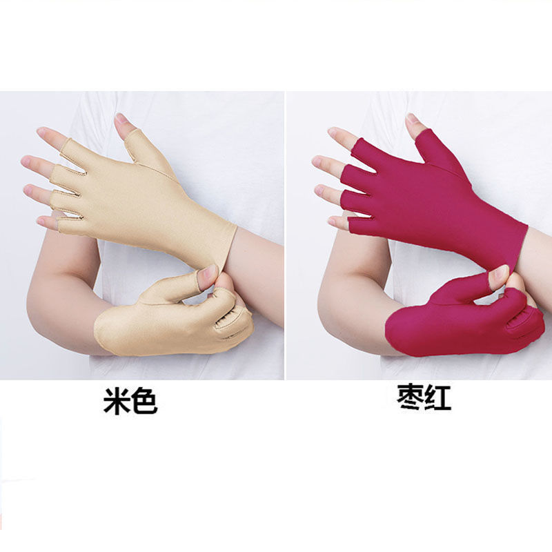 [Pelo de la generación] guantes de medio dedo para mujer verano protección solar delgada primavera y otoño conducción pesca manicura guantes de recolección de té