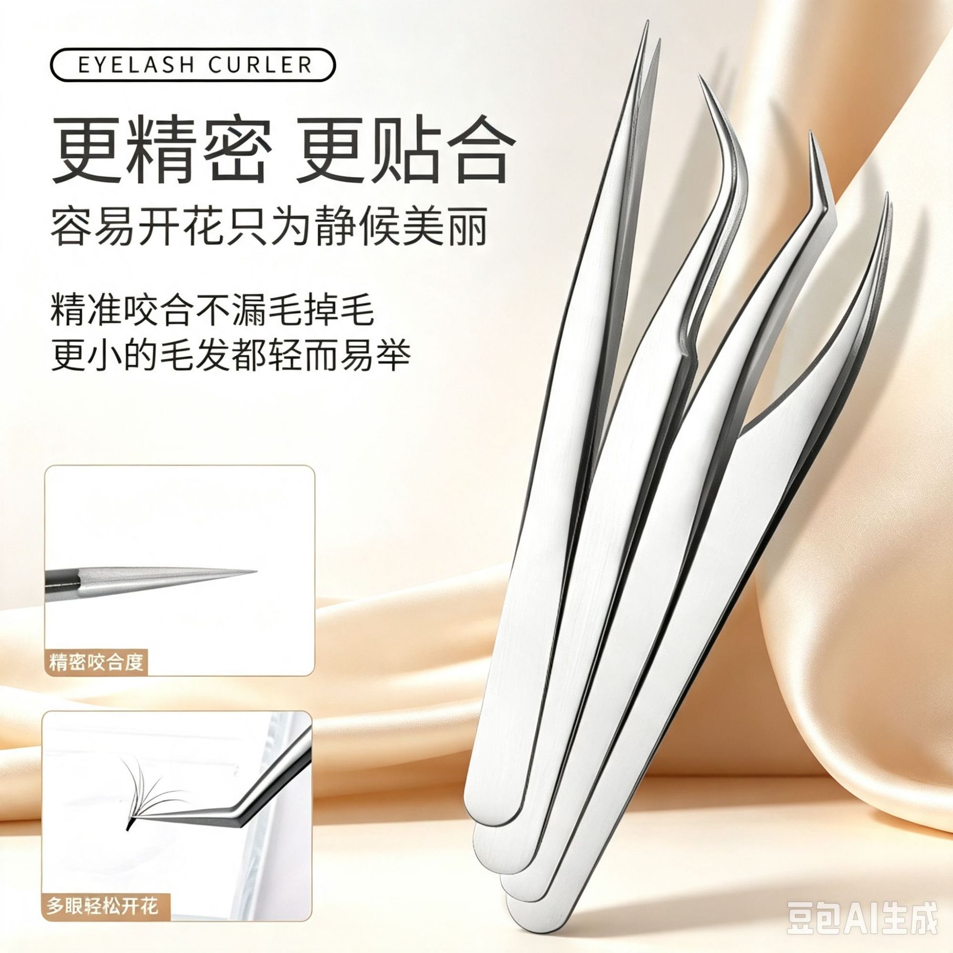 False eyelash tweezers, eyelash curlers, stainless steel dolphin-shaped clips, golden feather clips, round-head golden feather clips, and eagle-beak clips – wholesale tools