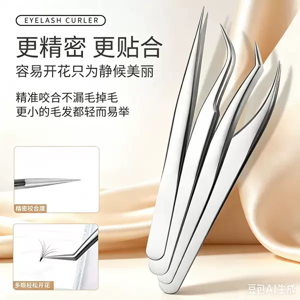 False eyelash tweezers, eyelash curlers, stainless steel dolphin-shaped clips, golden feather clips, round-head golden feather clips, and eagle-beak clips – wholesale tools