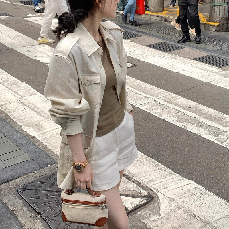 British and French Old Money Style Highly Recommends Two-Color Minimalist Luxury Relaxed Trench Coat and Tencel Shirt New Tops