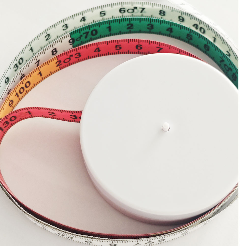 En stock IMC cinta métrica saludable circunferencia de la cintura regla automática encogimiento regalo redondo grande cinta de cuero medida Regla suave regla saludable tres circunferencia regla