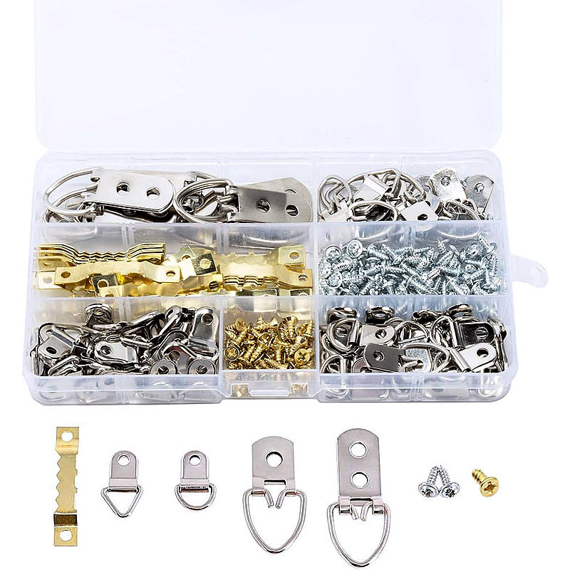 Cross BorDer Supply 270pcs Picture Photo Frame Hanger Sawtooth D-ring Hanging Set Artwork Poster Photo