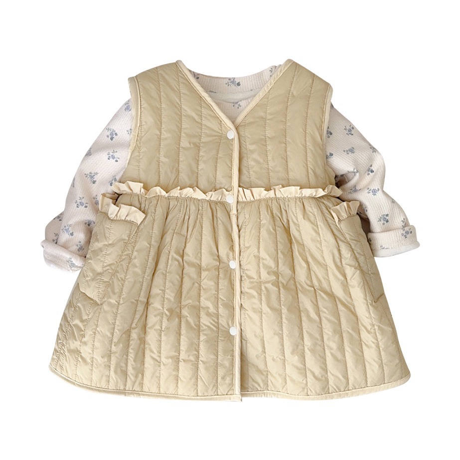 Traje de vestido de bebé de otoño e invierno versión coreana más traje de terciopelo para niñas de 1 a 3 años, falda acolchada cálida de estilo occidental