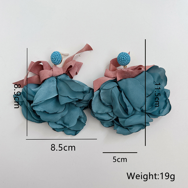 25g Weight Alloy Ear Needle Material Drop Earrings Classification 1 Pair Quantity 1 Pair Simple Style Flower Handmade Cloth Glass Beads Drop Earrings