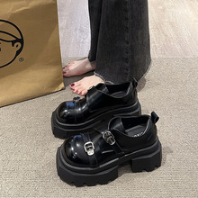 复古皮带扣小个子玛丽珍小皮鞋女2025年新款增高一脚蹬休闲乐福鞋