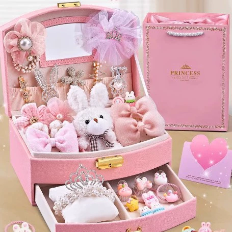 Детский шкатулка-органайзер для украшений принцессы: набор аксессуаров для волос, заколок, шкатулка для хранения украшений, выдвижной органайзер для девочек