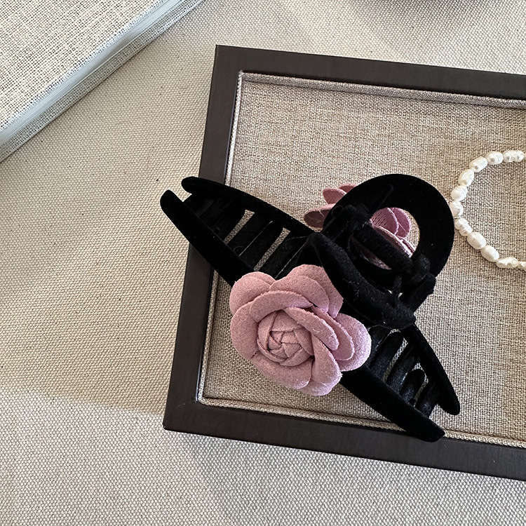 フランスの優しいピンクのツバキの花のシリーズのヘアピンの髪の紐の髪飾りの女性の大衆の高級感の気質の髪の紐のつかみ|undefined