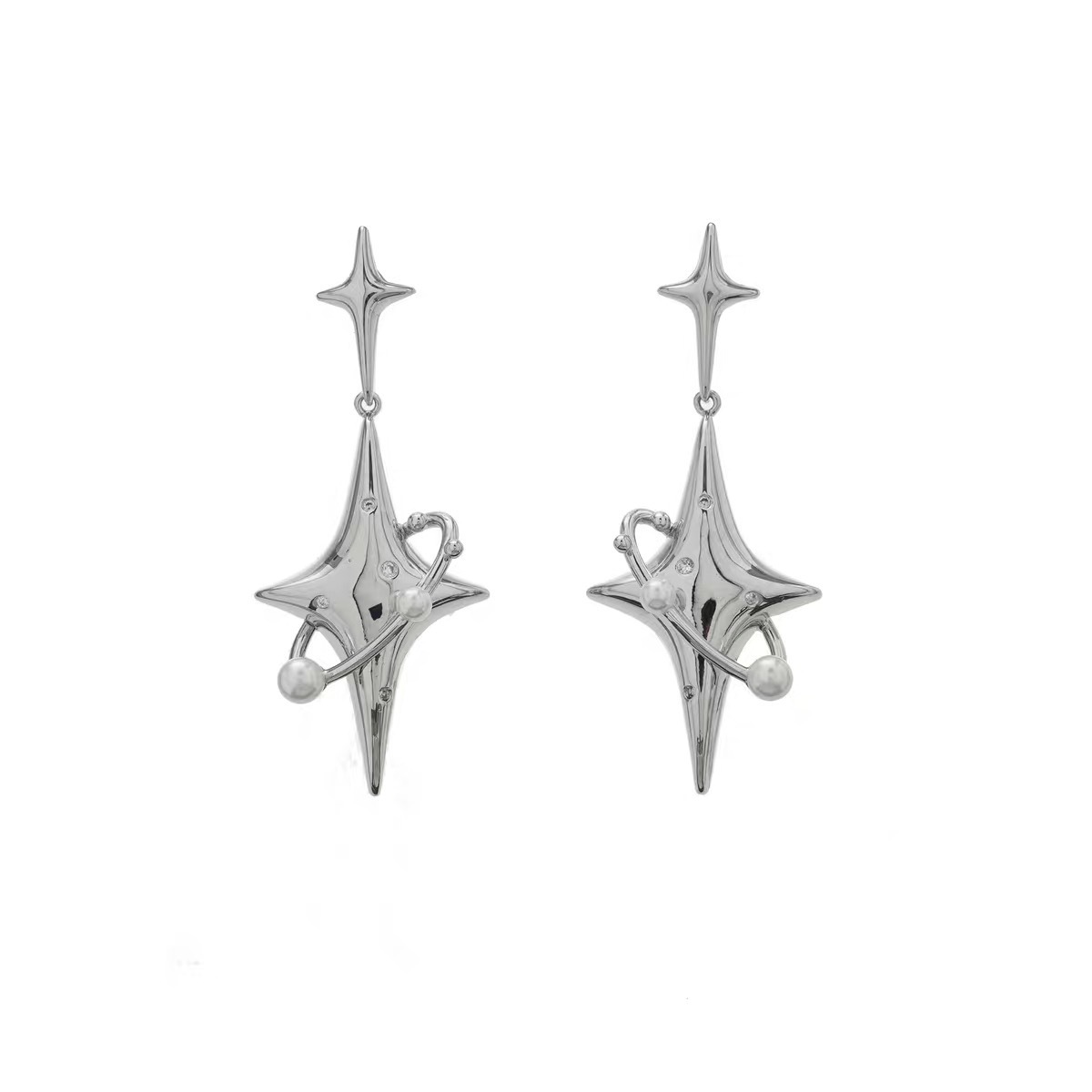 1 Pair Fashion Star Alloy Plating Artificial Pearls Rhinestones Women's Drop Earrings display picture 1