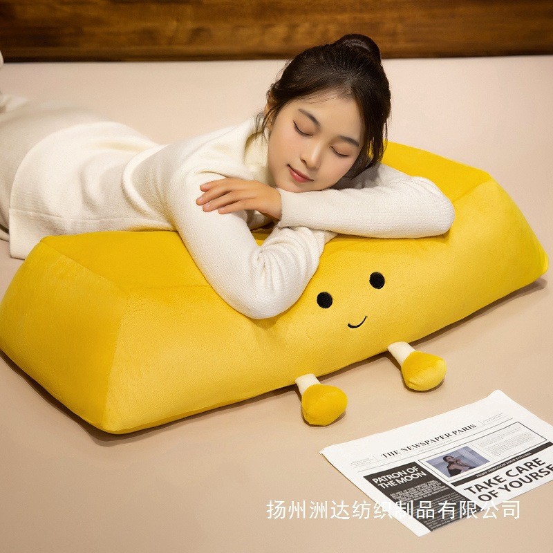 Almohada Larga de Barra de Oro de Peluche y Poliéster para Dormitorio