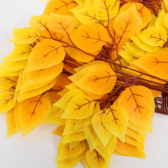 Simulated banyan leaves, birch leaves, fake tree leaves, indoor fake trees, plastic glued green branches, landscaping plant decoration