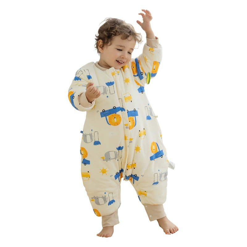 Новый спальный мешок для малышей класса А для осени и зимы, утолщенный спальный мешок из чистого хлопка, одеяло-противоударник для помещений с кондиционером, детский спальный мешок с раздельными ножками.