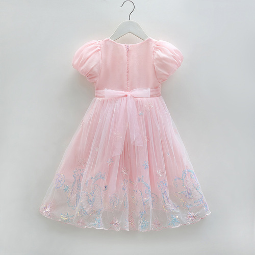Elsa Princess Dress Girls Dress Summer Fashionable Skirt  New Baby Girl Mesh Puff Skirt Summer Dress