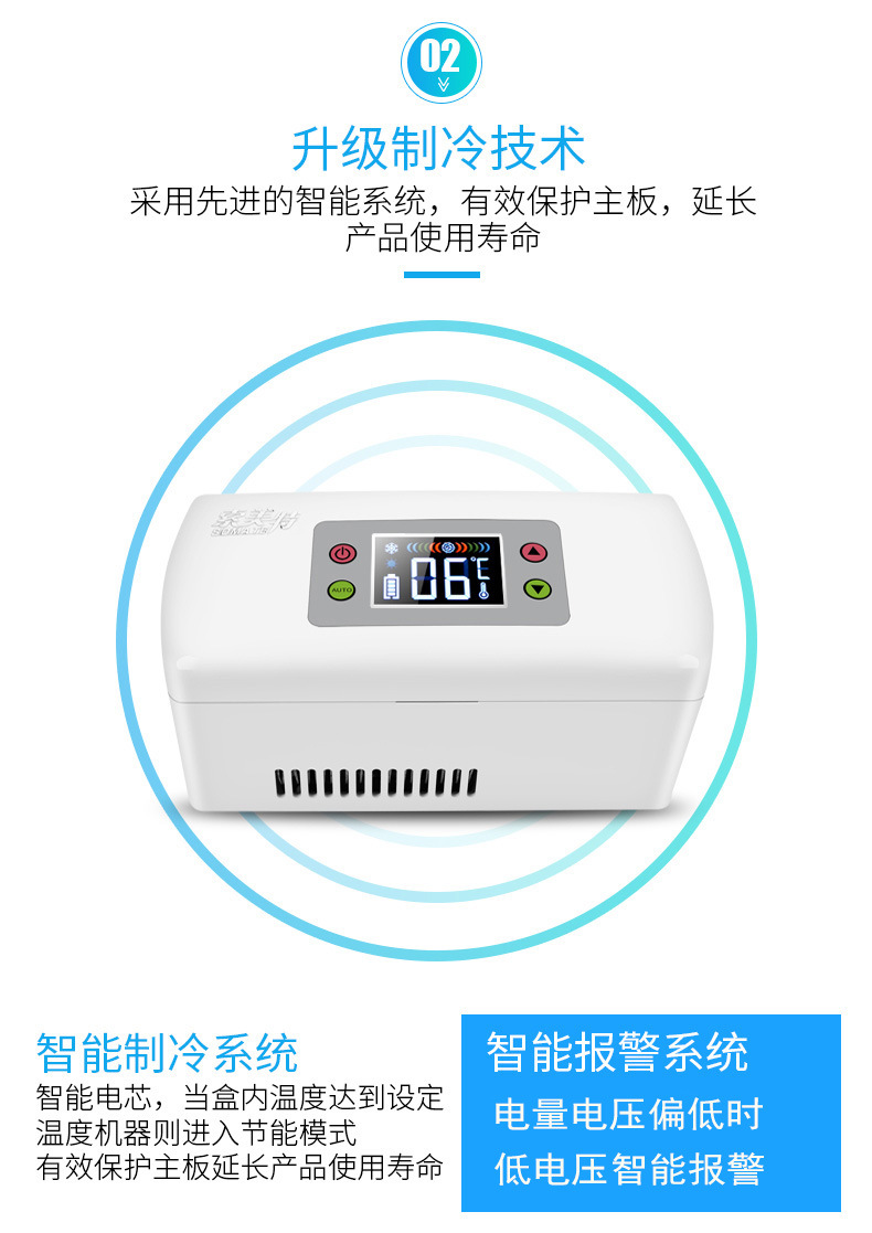 Someter Insulin Refrigerator Portable Intelligent Medicine Incubator Mini Car Refrigerator Charging Constant Temperature