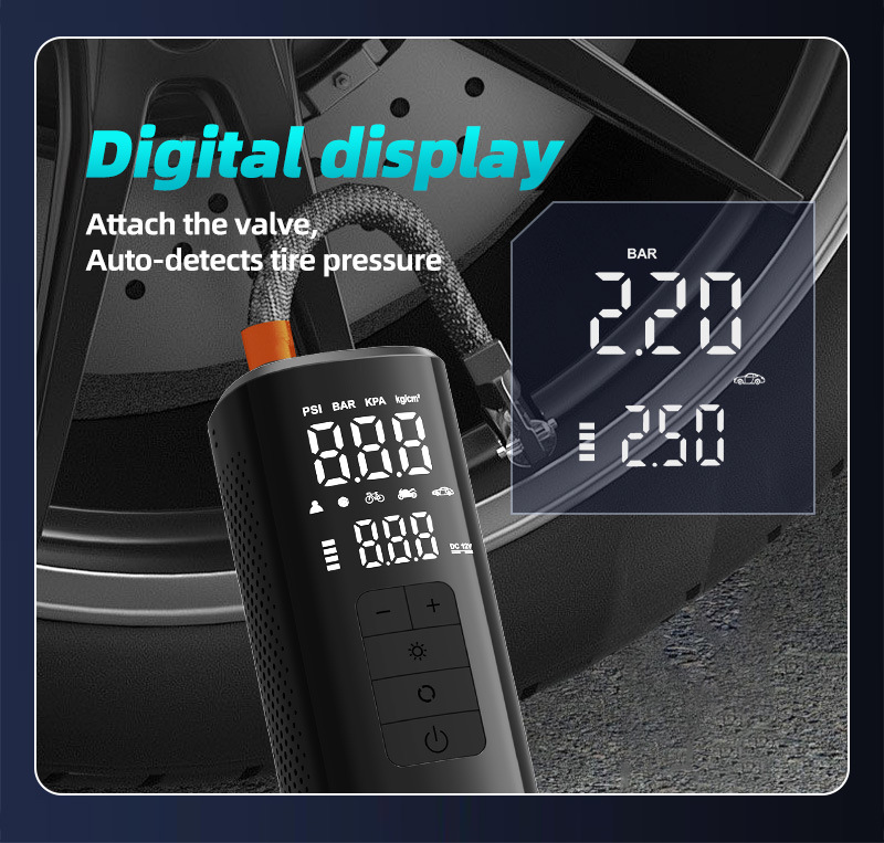 25-Cylinder Vehicle-Mounted Wireless Portable Multi-Function Digital Display Air Pump for Cars and Electric Vehicles, Multi-Tire Electric Inflator