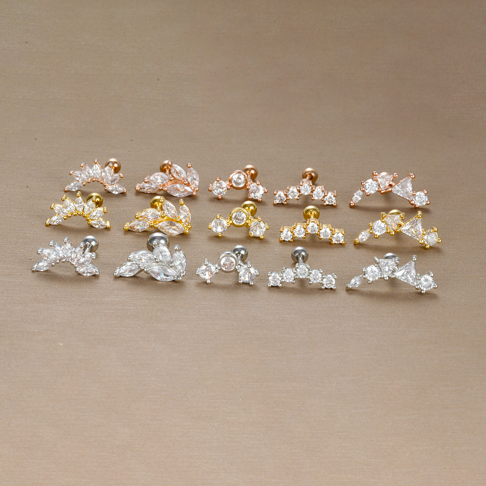 3g Weight Zircon Inlay Material Cartilage earrings Classification 1 Piece Quantity Daily Occasion Stainless Steel Material Geometric Pattern Women's Gender Plating, Inlay Design Simple Style Style 1 Piece Simple Style Geometric Plating Inlay Stainless Steel Zircon Cartilage Earrings 1