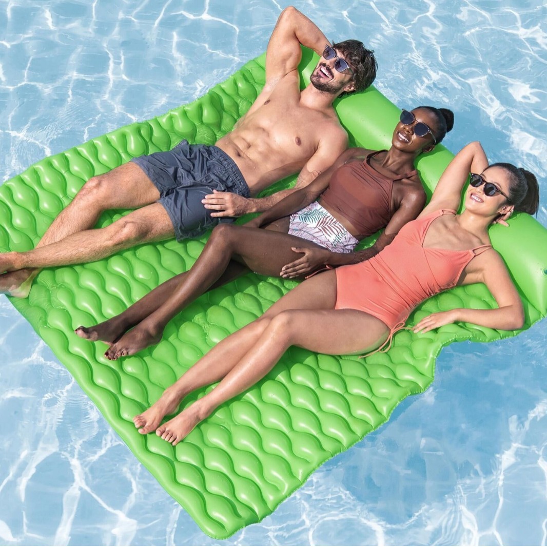 Cama flotante inflable de agua grande piscina para adultos silla de relajación cojín flotante con respaldo y portavasas