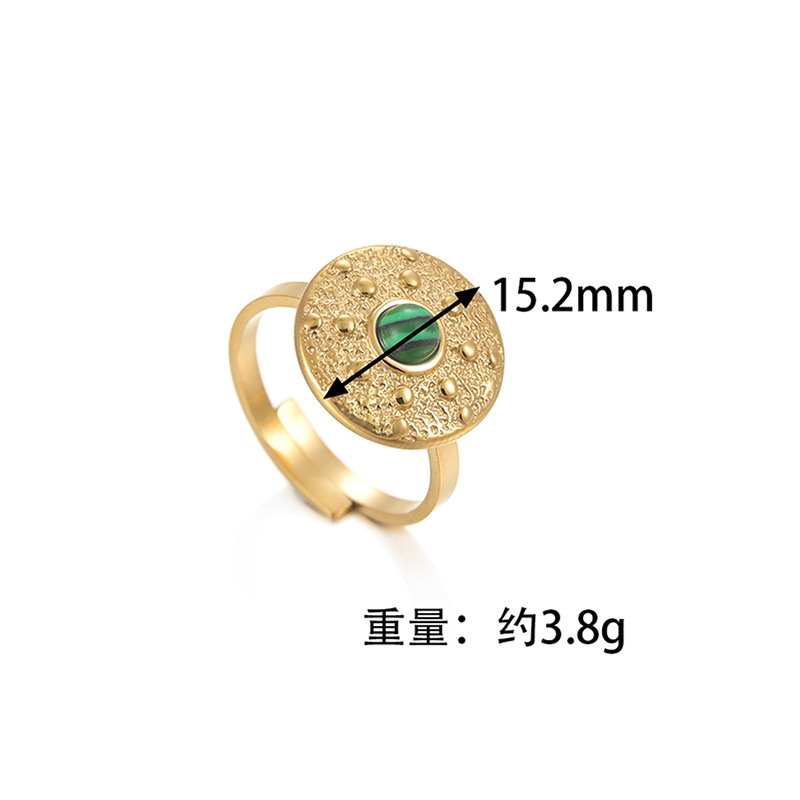 Nischenlicht-luxus-ring Mit Rundem Gesicht Und Eingelegtem Türkisfarbenem Titanstahl display picture 1