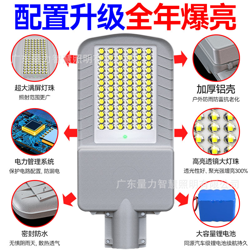 Luz de calle solar para exteriores, luz de jardín, iluminación LED para el hogar, luz de carretera de ingeniería rural de alta potencia