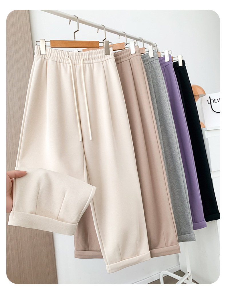 Grey sportswear pants, Minnie Spring and Autumn radish dad pants, loose straight-leg casual Harem sweatpants with flared cuffs pic 3