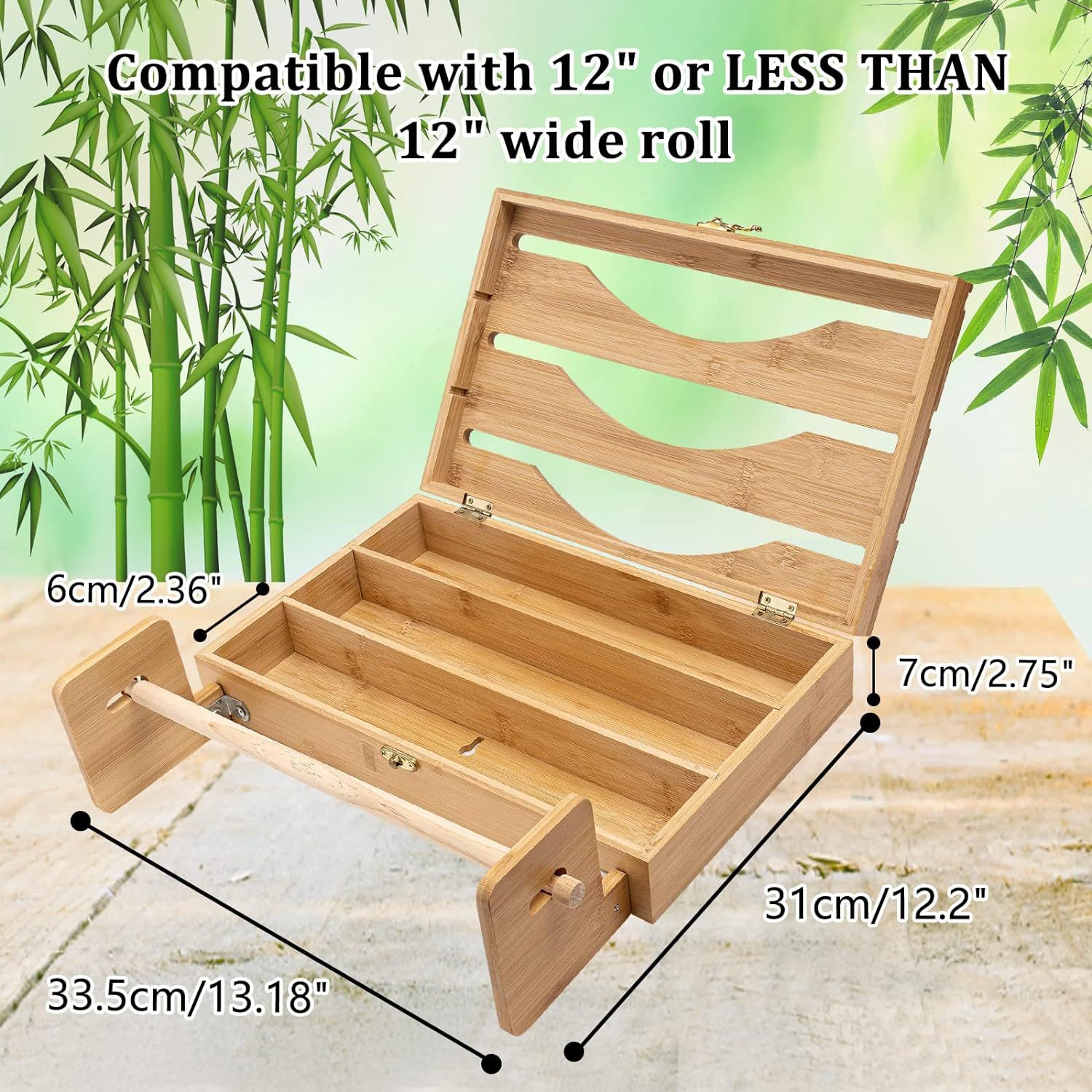 竹木保鲜膜切割器壁挂式保鲜膜收纳盒简约家用餐厅锡箔纸收纳