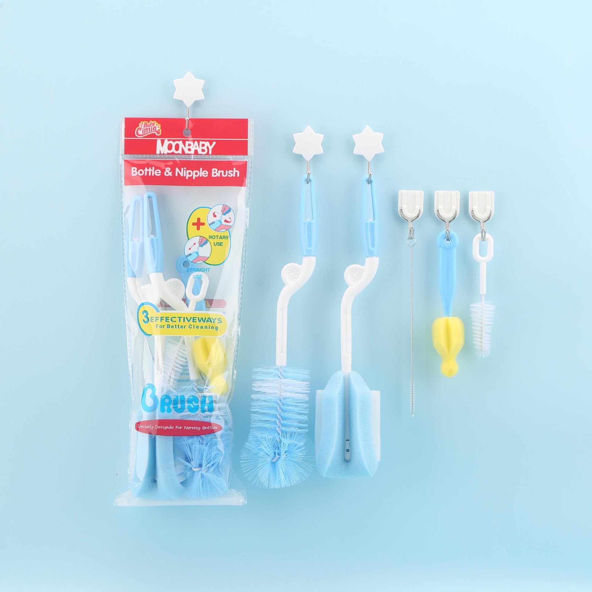 Le Ermei Juego de 5 piezas Cepillo para biberón Juego de 5 piezas Cepillo para biberón giratorio 5 en 1 Cepillo para biberón Juego de cepillo para pezones