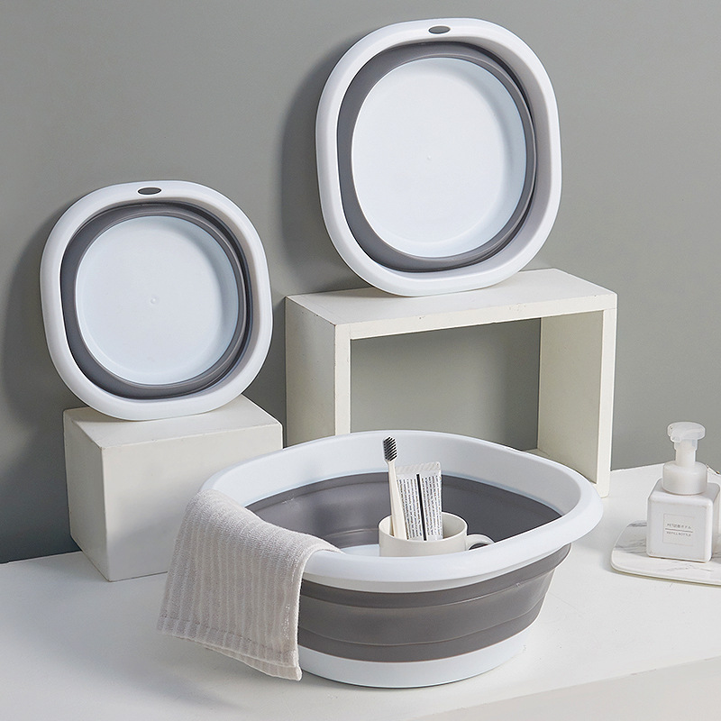 Foldable washbasin, portable for home use, suitable for students, dormitories, and travel; plastic, collapsible, for washing face, laundry, and feet; large size