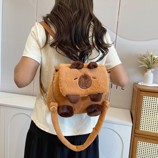 2025 New High-end Women's Plush Bag Cartoon Cute Shoulder Crossbody Small Backpack Travel Backpack