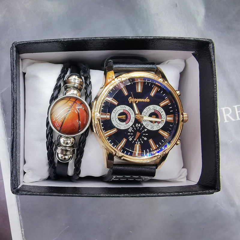 Hot selling fashionable bracelet set, hip-hop punk style watch accessories gift box, 2 sets, men's watches_voghion.com