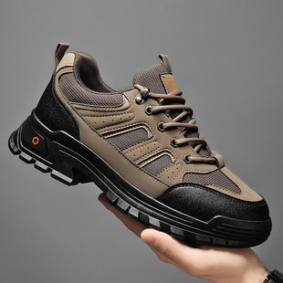 2025 Winter New Low-Top Shoes Martin Leather Boots Fashion Work Boots Men's Casual Motorcycle Boots Korean Style Safety Shoes Men