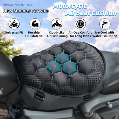 Motorcycle Inflatable Seat Cushion, Shock-Absorbing and Breathable, Soft and Comfortable for Summer Long-Distance Riding, Universal Airbag Seat Cushion for Electric Vehicles