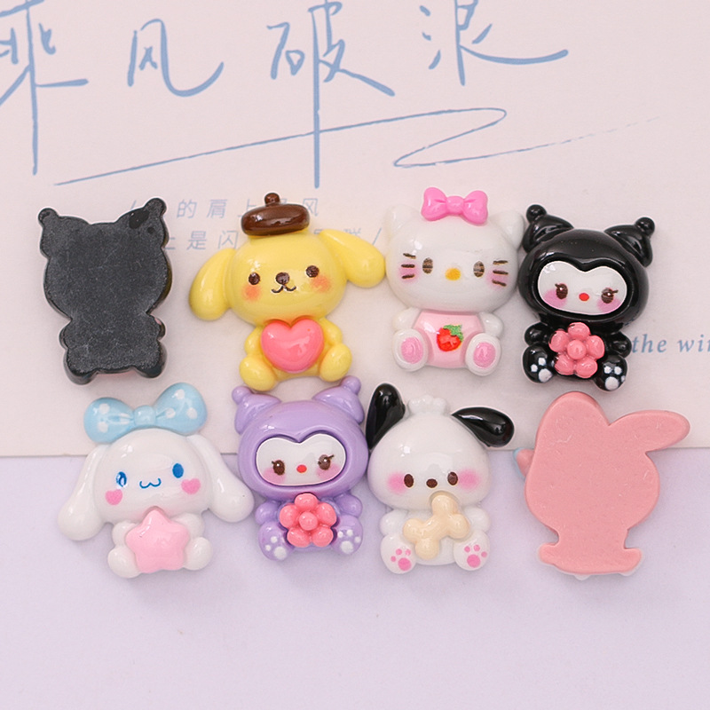 Lindo cachorro de dibujos animados conejo DIY crema pegamento caseros teléfono Shell zapato hebilla clip de pelo accesorios de joyería de resina al por mayor